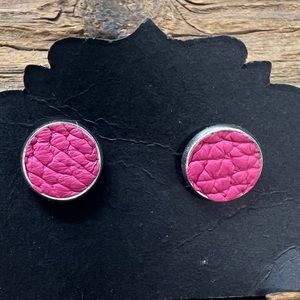 stud earrings. Barbie pink silver, summer fashion jewelry, teen girl gifts